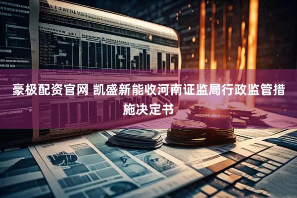 豪极配资官网 凯盛新能收河南证监局行政监管措施决定书